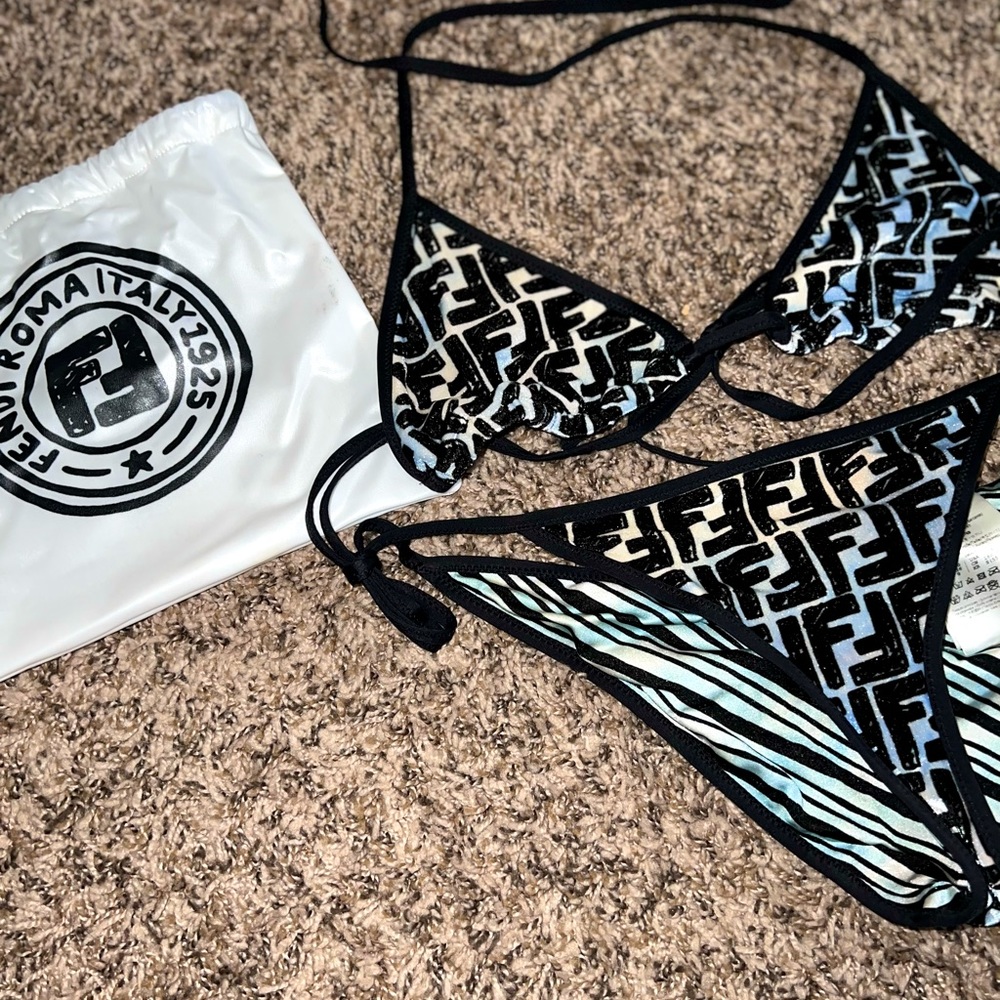 FENDI PRINT 2 PIECE SUEDE  BIKINI